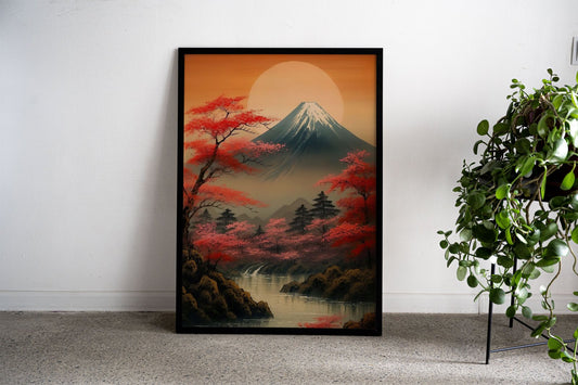 Peaceful Mount Fuji Asian Style Poster | Wall A rt for Home & Office | High-Quality Print