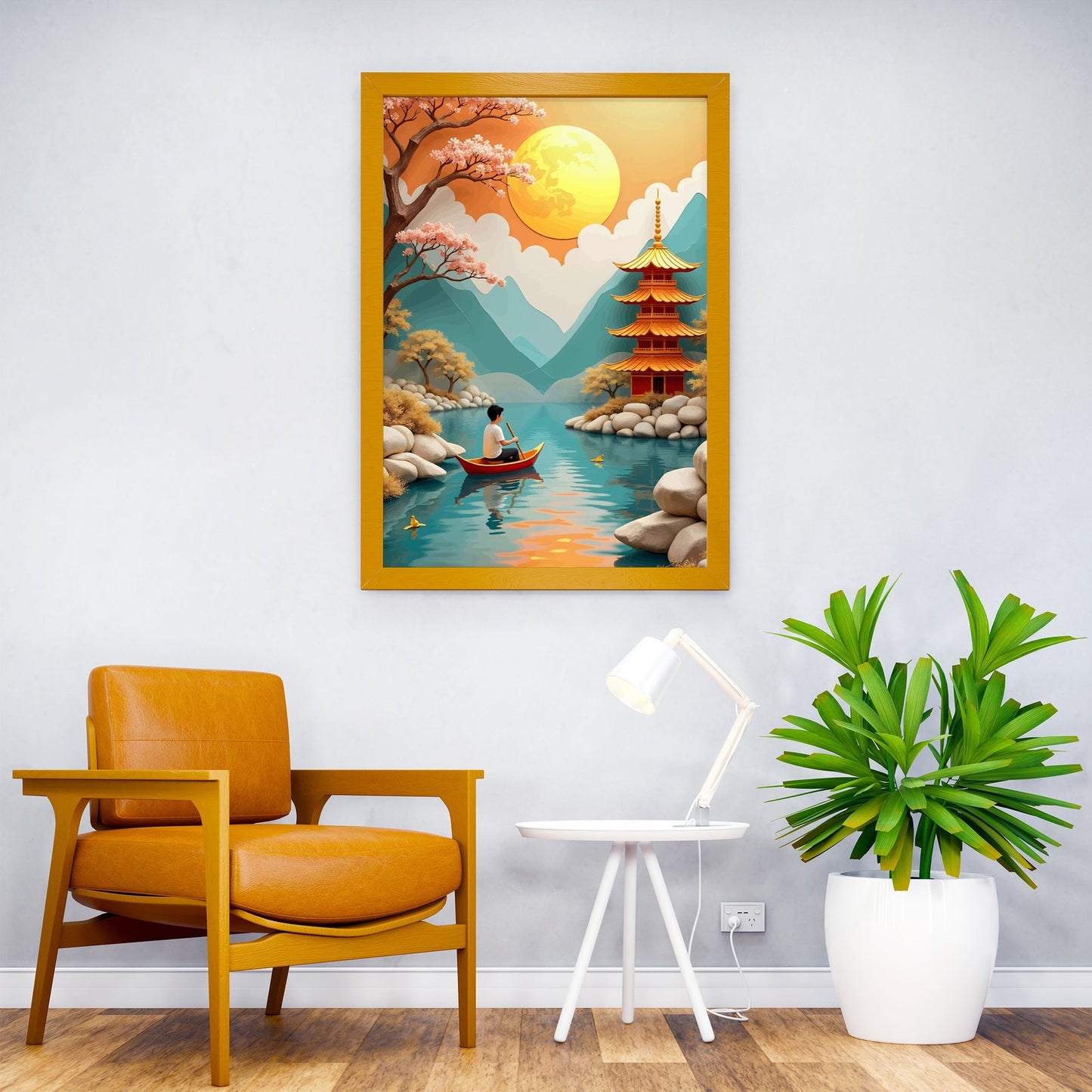 Peaceful Pagoda Scene Asian Style Poster | W all Art for Home & Office | High-Quality Print