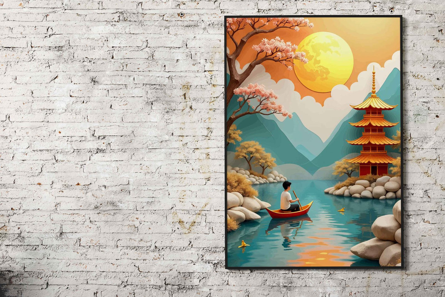 Peaceful Pagoda Scene Asian Style Poster | W all Art for Home & Office | High-Quality Print