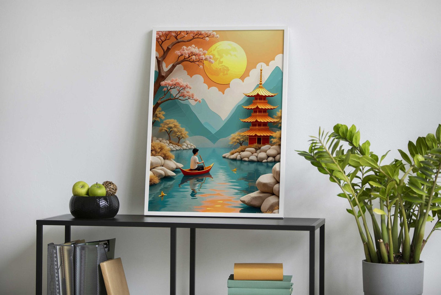 Peaceful Pagoda Scene Asian Style Poster | W all Art for Home & Office | High-Quality Print