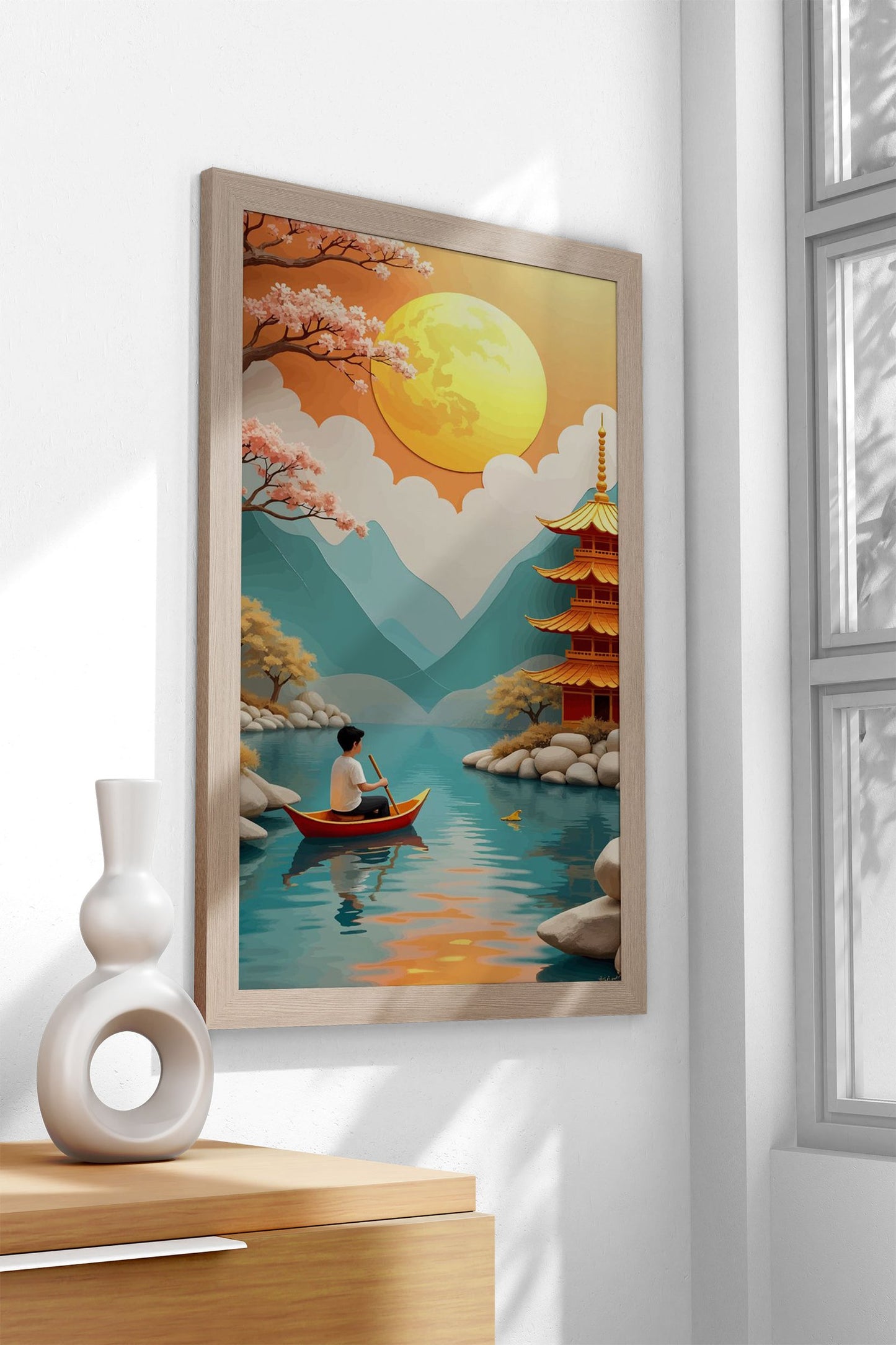 Peaceful Pagoda Scene Asian Style Poster | W all Art for Home & Office | High-Quality Print