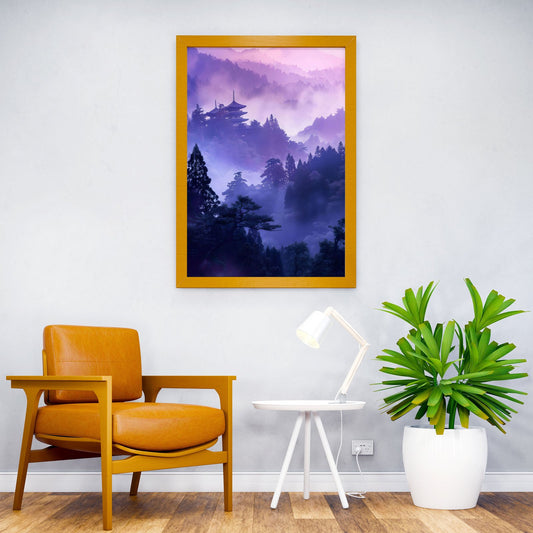 Peaceful Purple Temple Asian Style Poster | W all Art for Home & Office | High-Quality Print