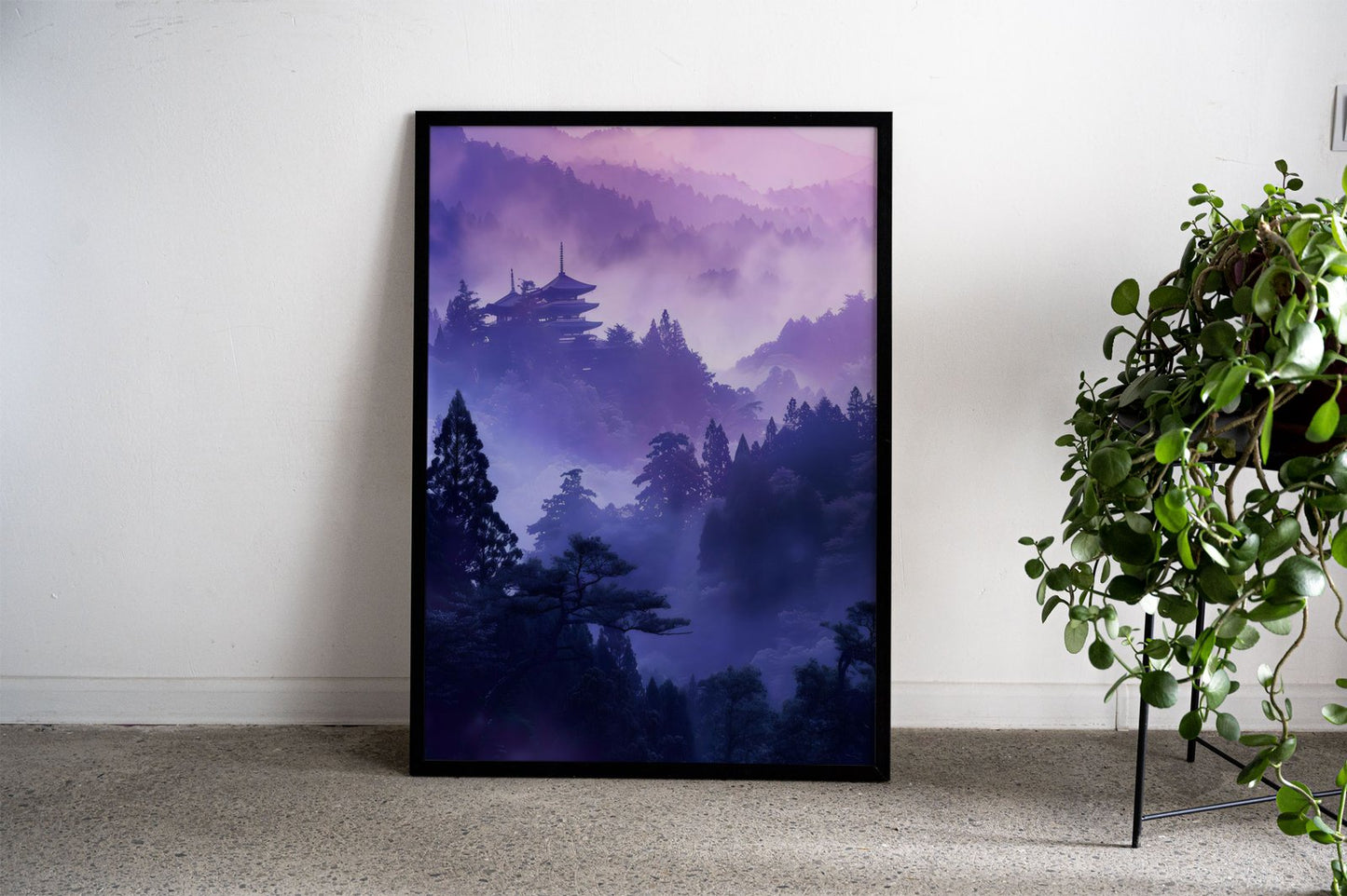 Peaceful Purple Temple Asian Style Poster | W all Art for Home & Office | High-Quality Print