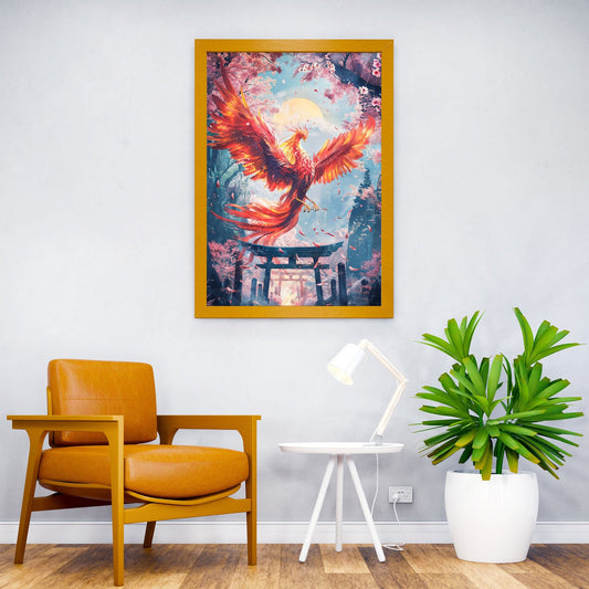 Phoenixs Torii Pathway Asian Style Poster | W all Art for Home & Office | High-Quality Print