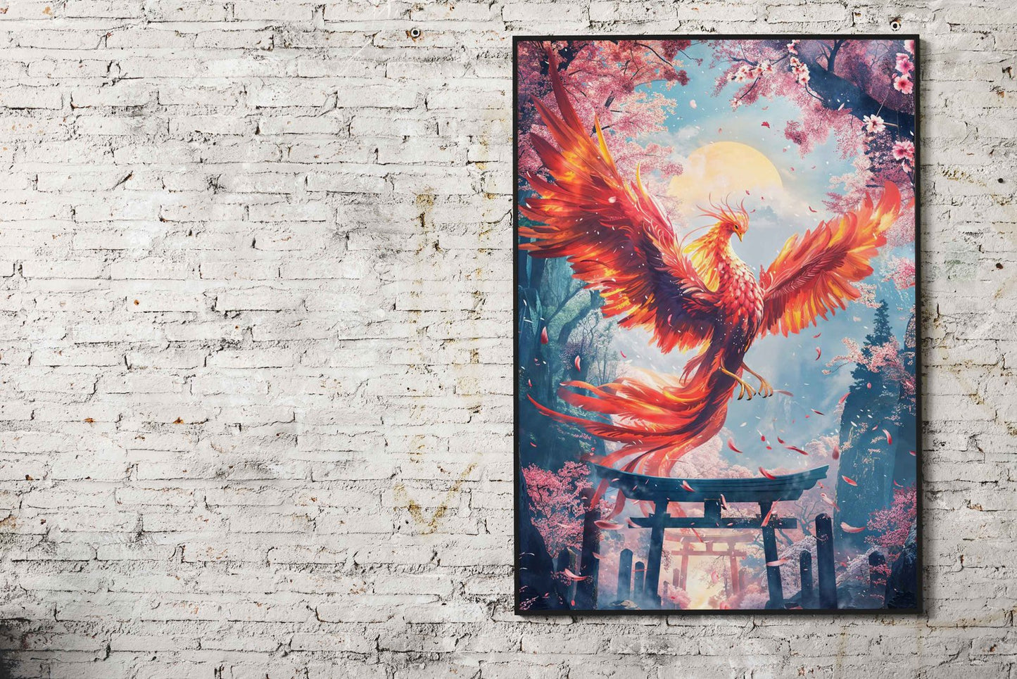 Phoenixs Torii Pathway Asian Style Poster | W all Art for Home & Office | High-Quality Print