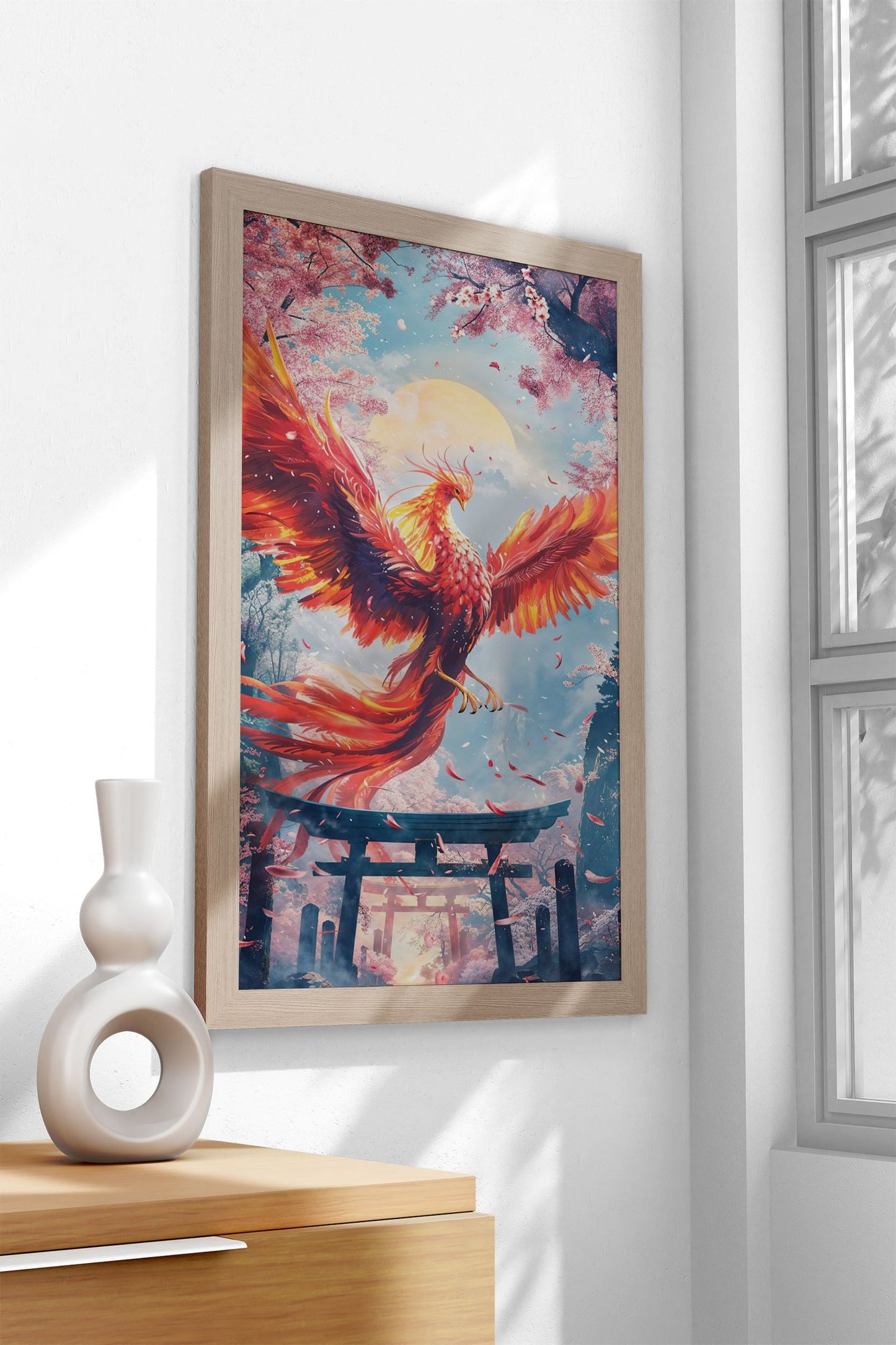 Phoenixs Torii Pathway Asian Style Poster | W all Art for Home & Office | High-Quality Print