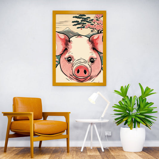 Pig Japanese Chinese 1 Asian Style Poster | W all Art for Home & Office | High-Quality Print