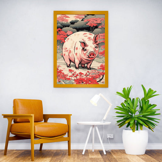 Pig Japanese Chinese 6 Asian Style Poster | W all Art for Home & Office | High-Quality Print