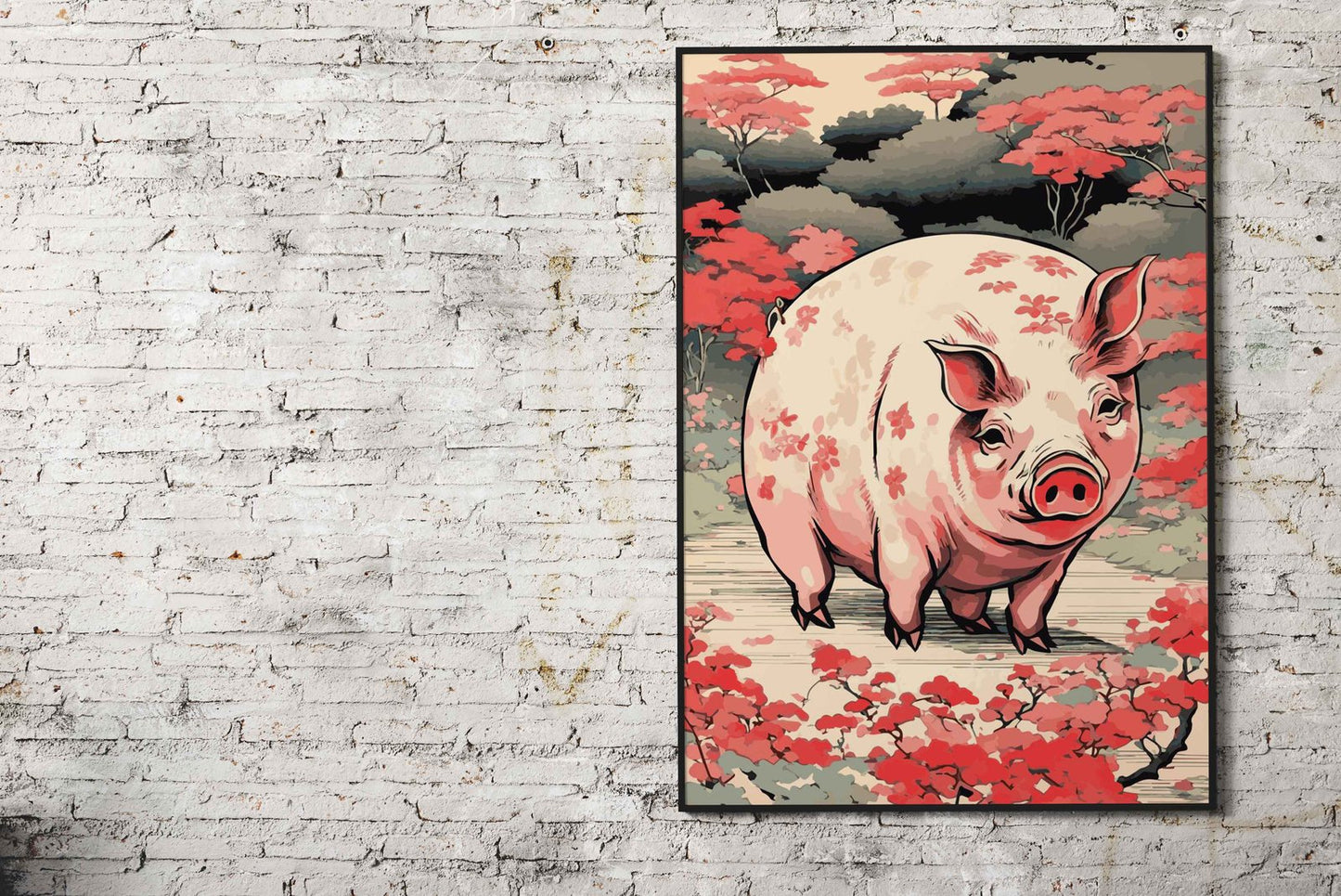 Pig Japanese Chinese 6 Asian Style Poster | W all Art for Home & Office | High-Quality Print