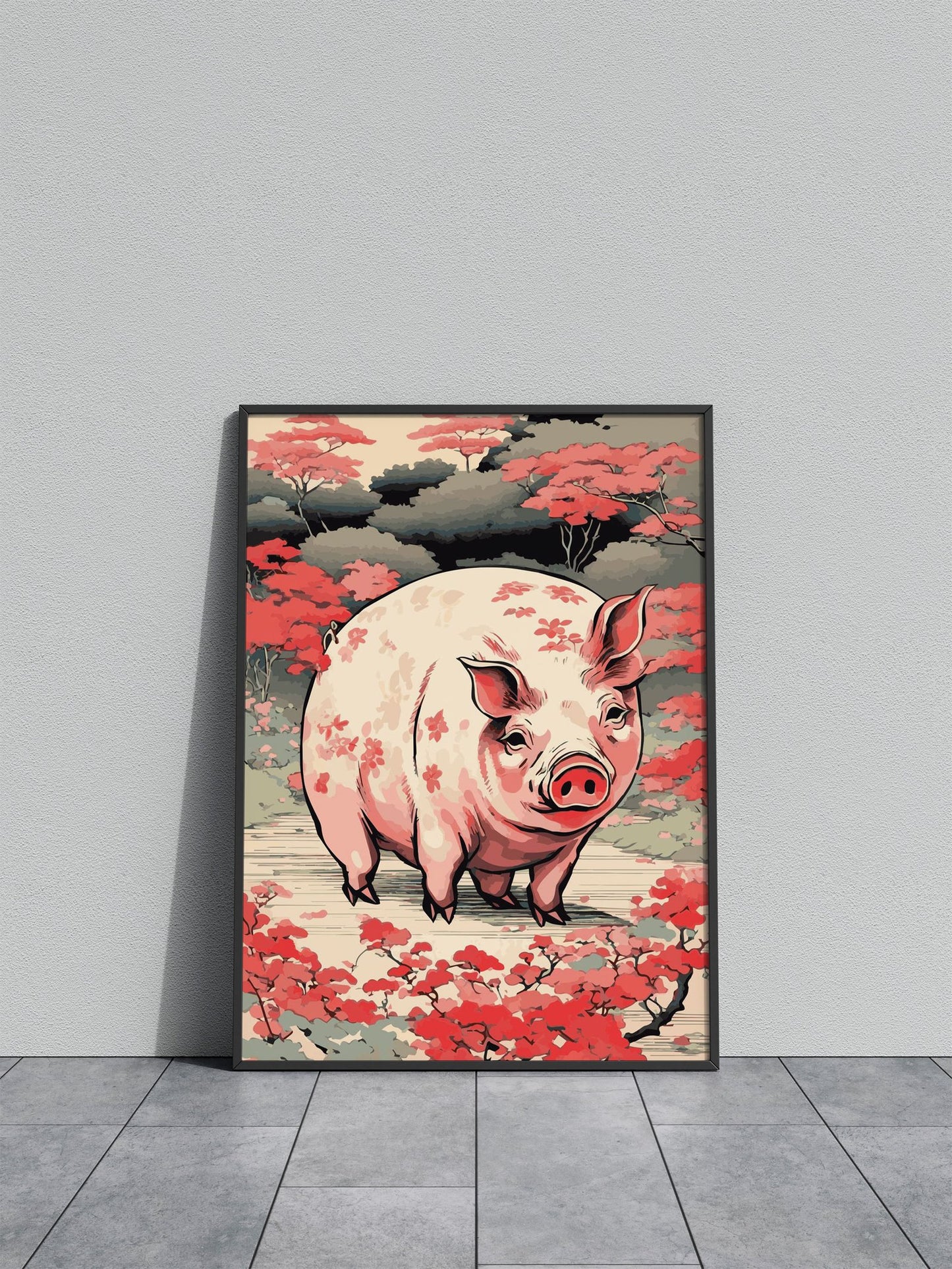 Pig Japanese Chinese 6 Asian Style Poster | W all Art for Home & Office | High-Quality Print