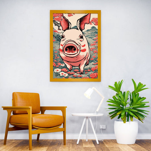 Pig Japanese Chinese 7 Asian Style Poster | W all Art for Home & Office | High-Quality Print