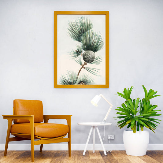 Pine Branch Watercolor Asian Style Poster | W all Art for Home & Office | High-Quality Print