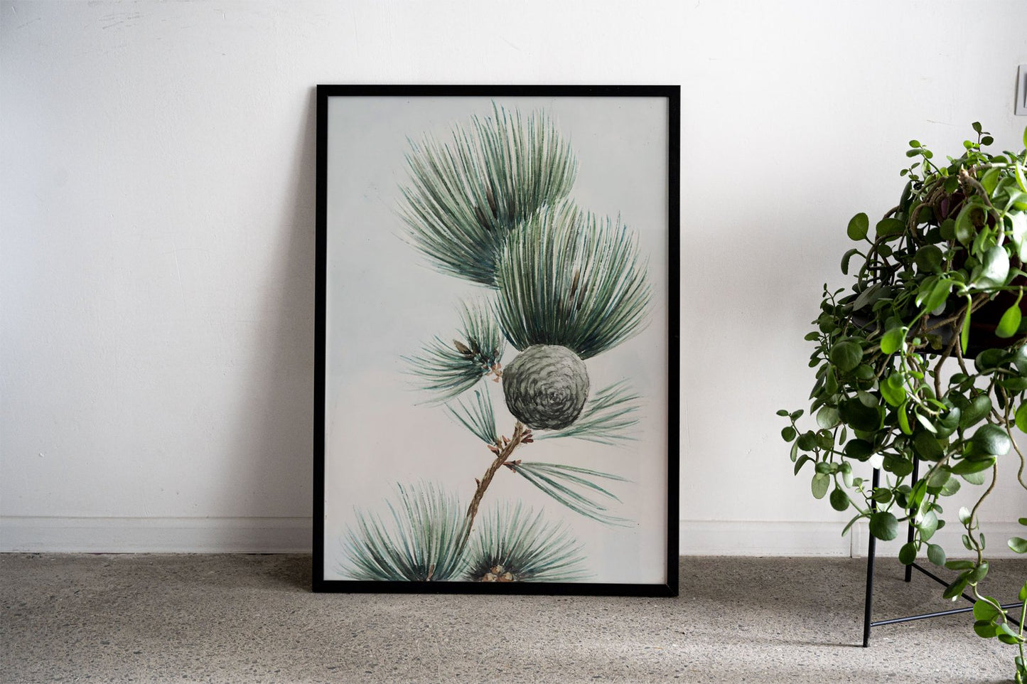 Pine Branch Watercolor Asian Style Poster | W all Art for Home & Office | High-Quality Print