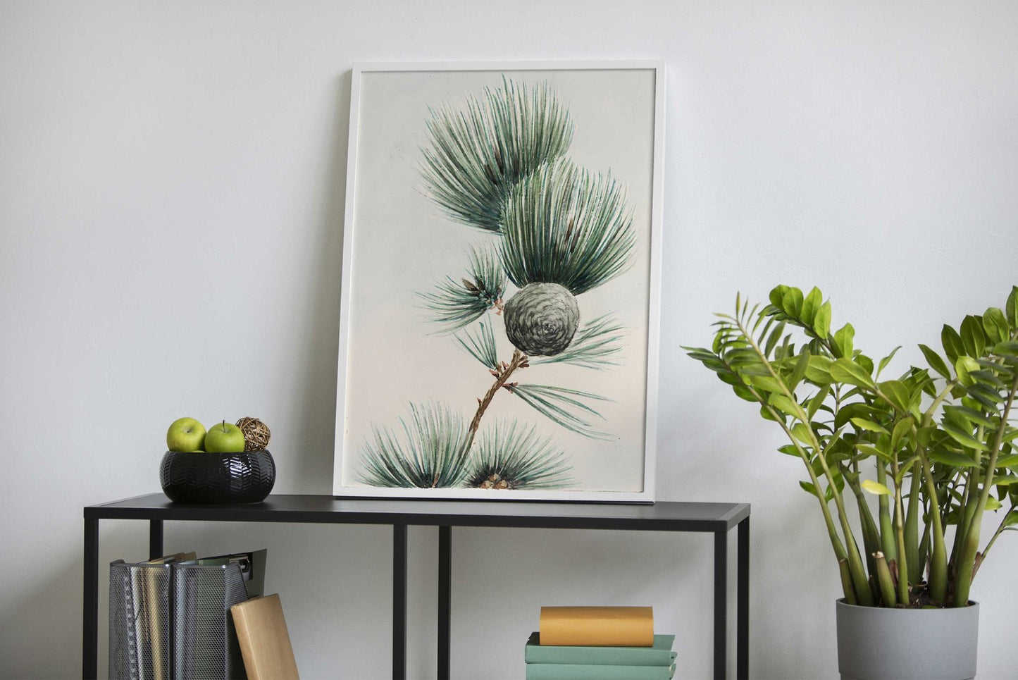 Pine Branch Watercolor Asian Style Poster | W all Art for Home & Office | High-Quality Print