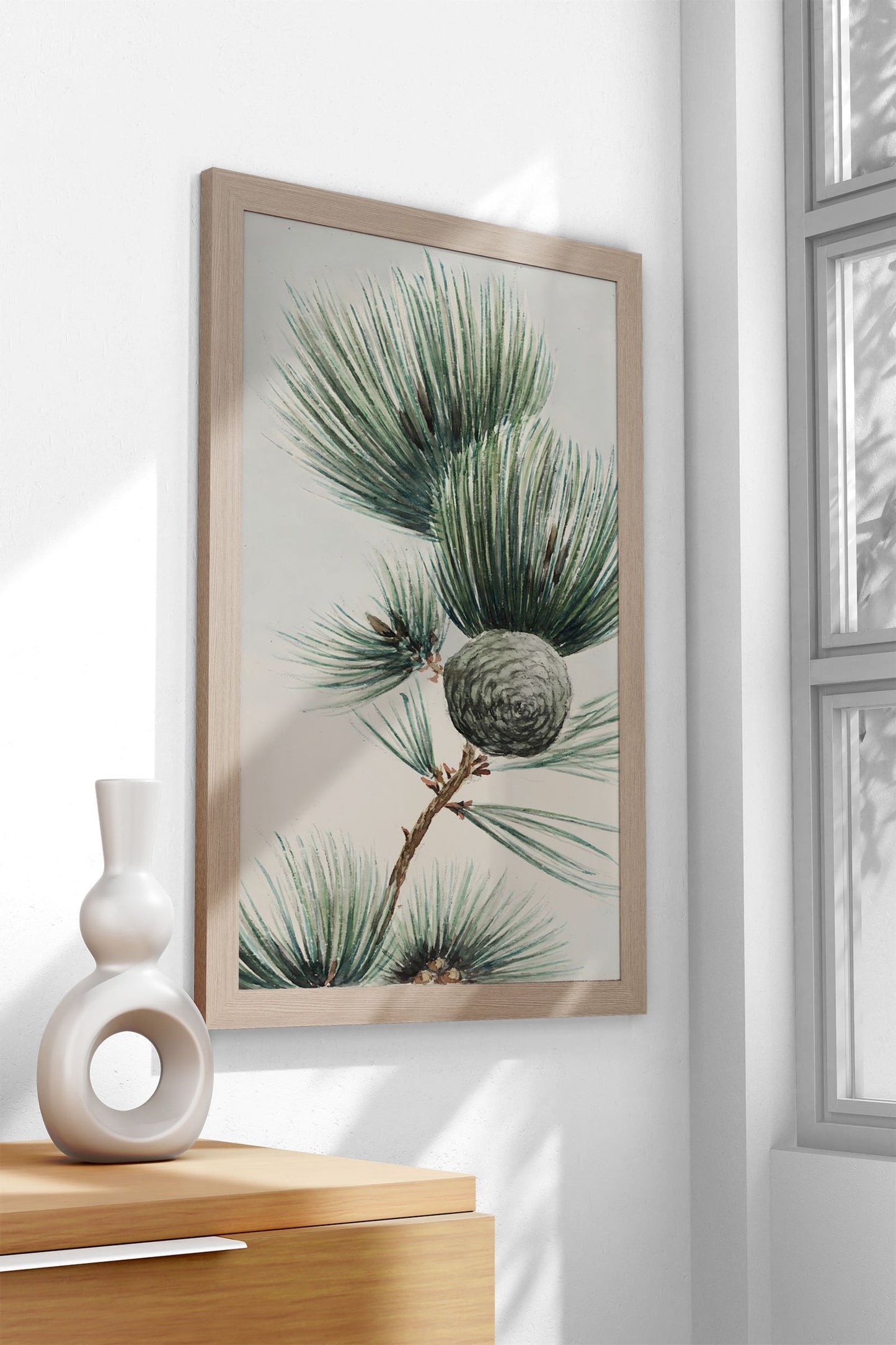 Pine Branch Watercolor Asian Style Poster | W all Art for Home & Office | High-Quality Print