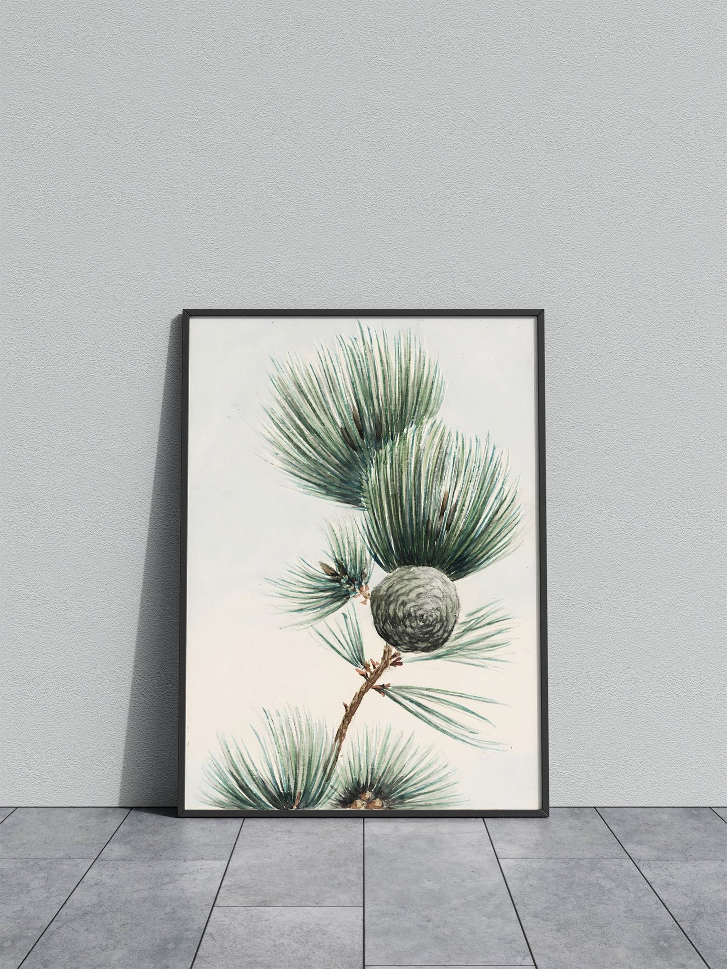 Pine Branch Watercolor Asian Style Poster | W all Art for Home & Office | High-Quality Print