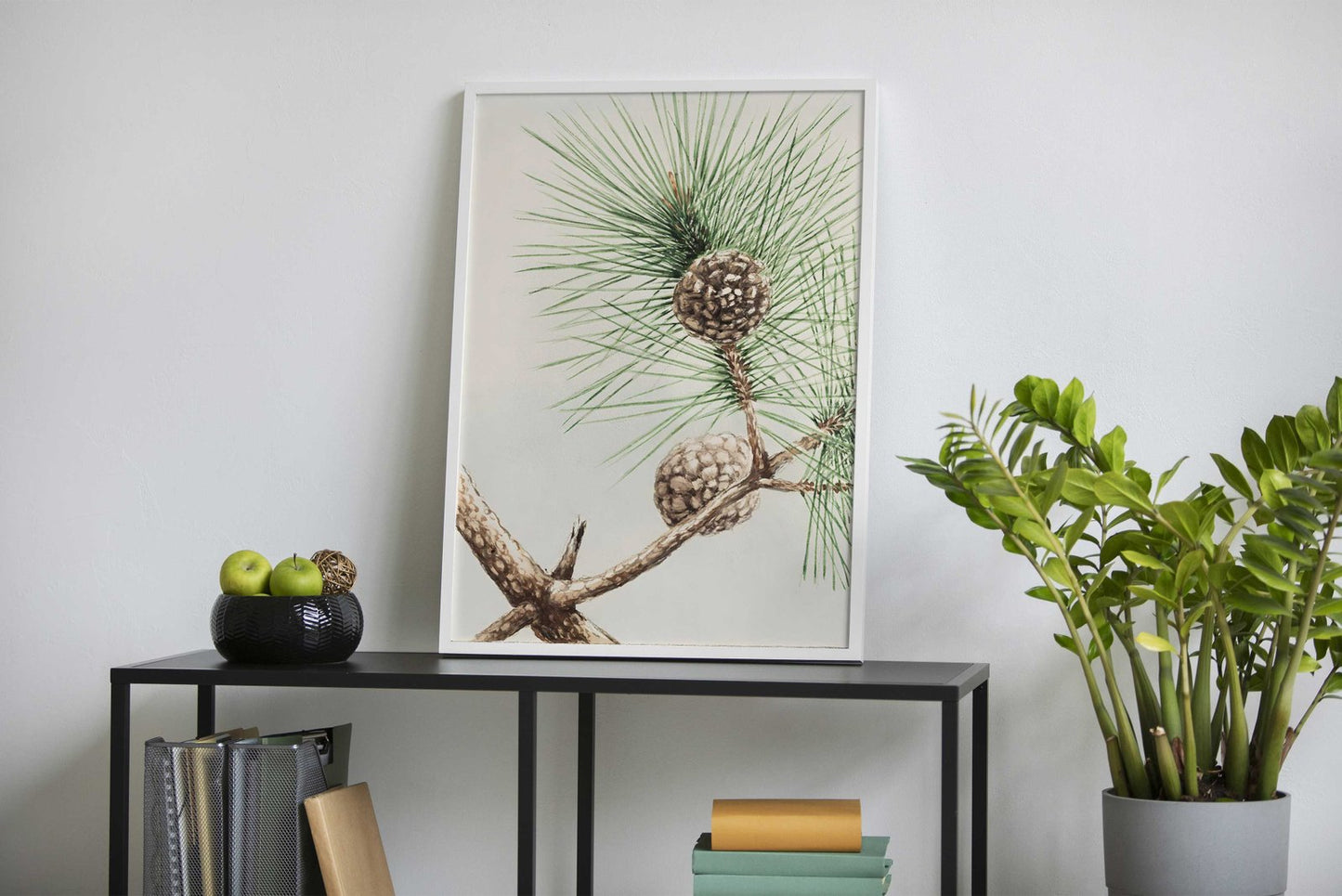 Pine Branch with Cones Asian Style Poster | W all Art for Home & Office | High-Quality Print