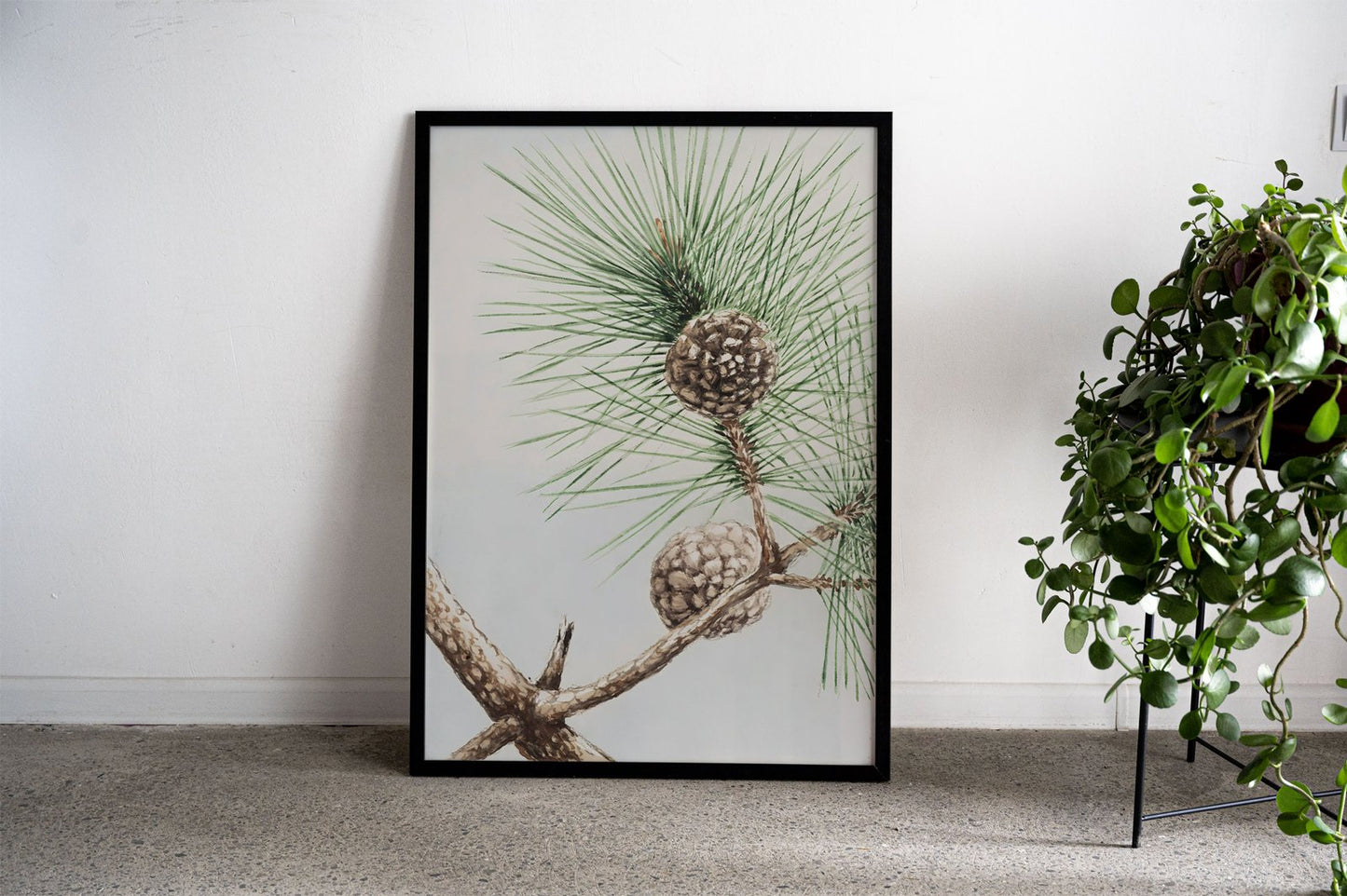 Pine Branch with Cones Asian Style Poster | W all Art for Home & Office | High-Quality Print