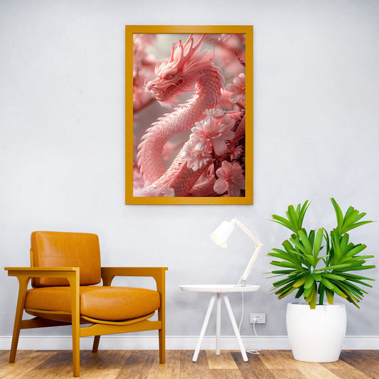 Pink Blossom Dragon Asian Style Poster | Wall  Art for Home & Office | High-Quality Print