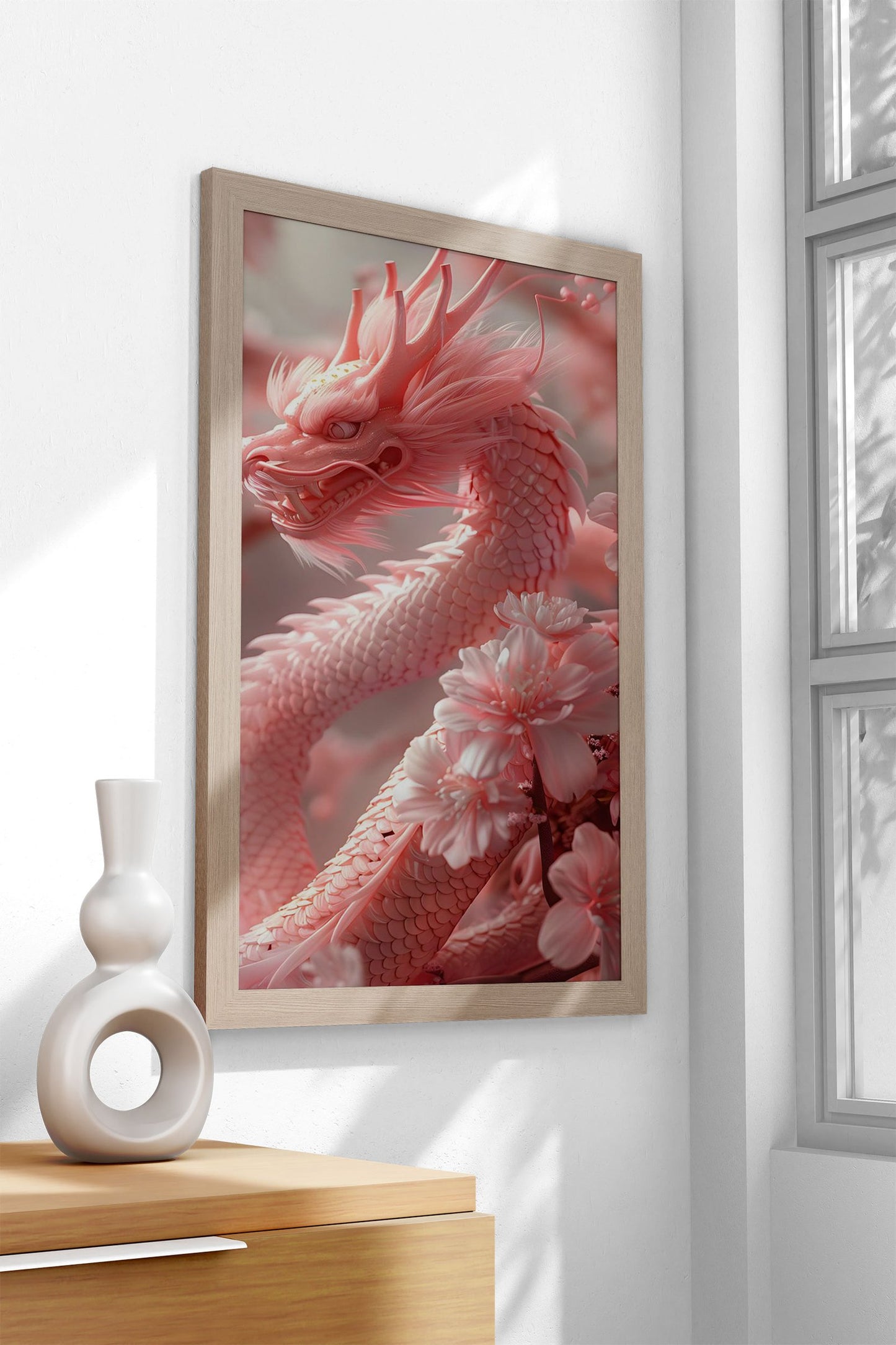 Pink Blossom Dragon Asian Style Poster | Wall  Art for Home & Office | High-Quality Print