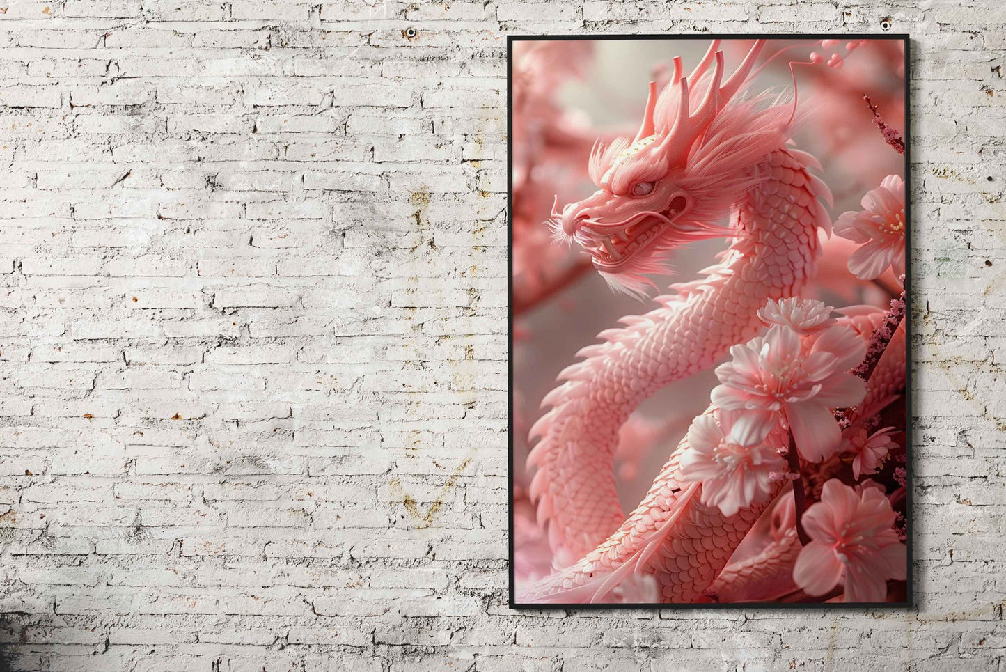 Pink Blossom Dragon Asian Style Poster | Wall  Art for Home & Office | High-Quality Print