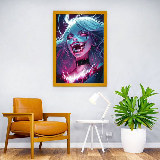 Pink Neon Hair Goth Asian Style Poster | Wall  Art for Home & Office | High-Quality Print