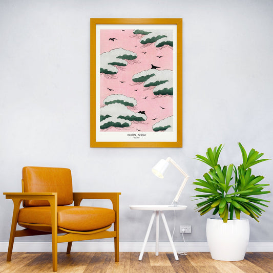 Pink sky illustration Asian Style Poster | Wall A rt for Home & Office | High-Quality Print