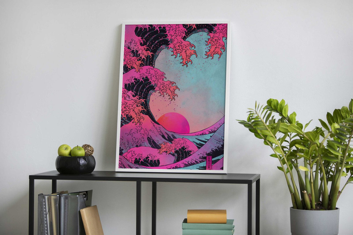 Pink Wave Sunset Asian Style Poster | Wall Art  for Home & Office | High-Quality Print