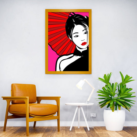 Pink japanese girl Asian Style Poster | Wall Art  for Home & Office | High-Quality Print
