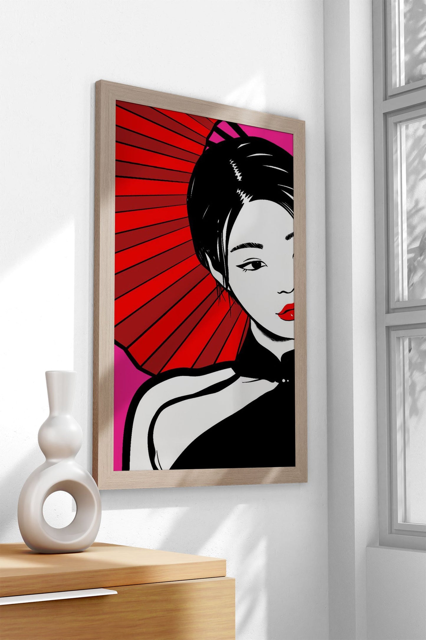 Pink japanese girl Asian Style Poster | Wall Art  for Home & Office | High-Quality Print