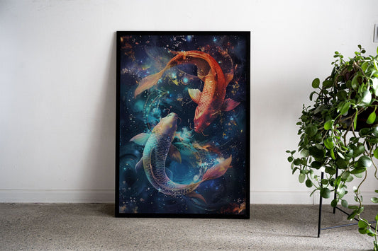Pisces Asian Style Poster | Wall Art for Home &  Office | High-Quality Print