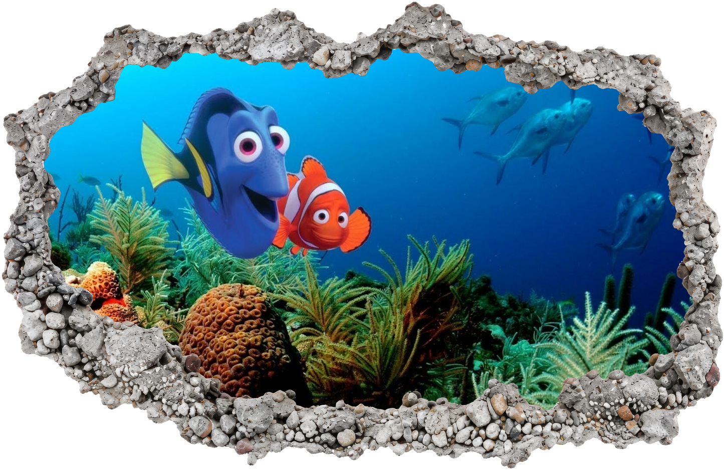Pixar Finding Nemo Underwater 3D Smashed Wall Decal 3D Effect Sticker 165