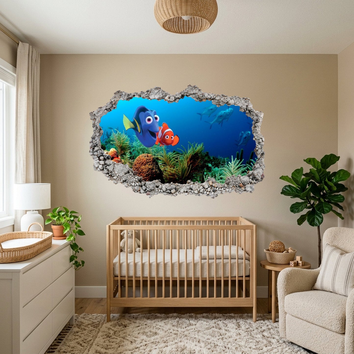 Pixar Finding Nemo Underwater 3D Smashed Wall Decal 3D Effect Sticker 165