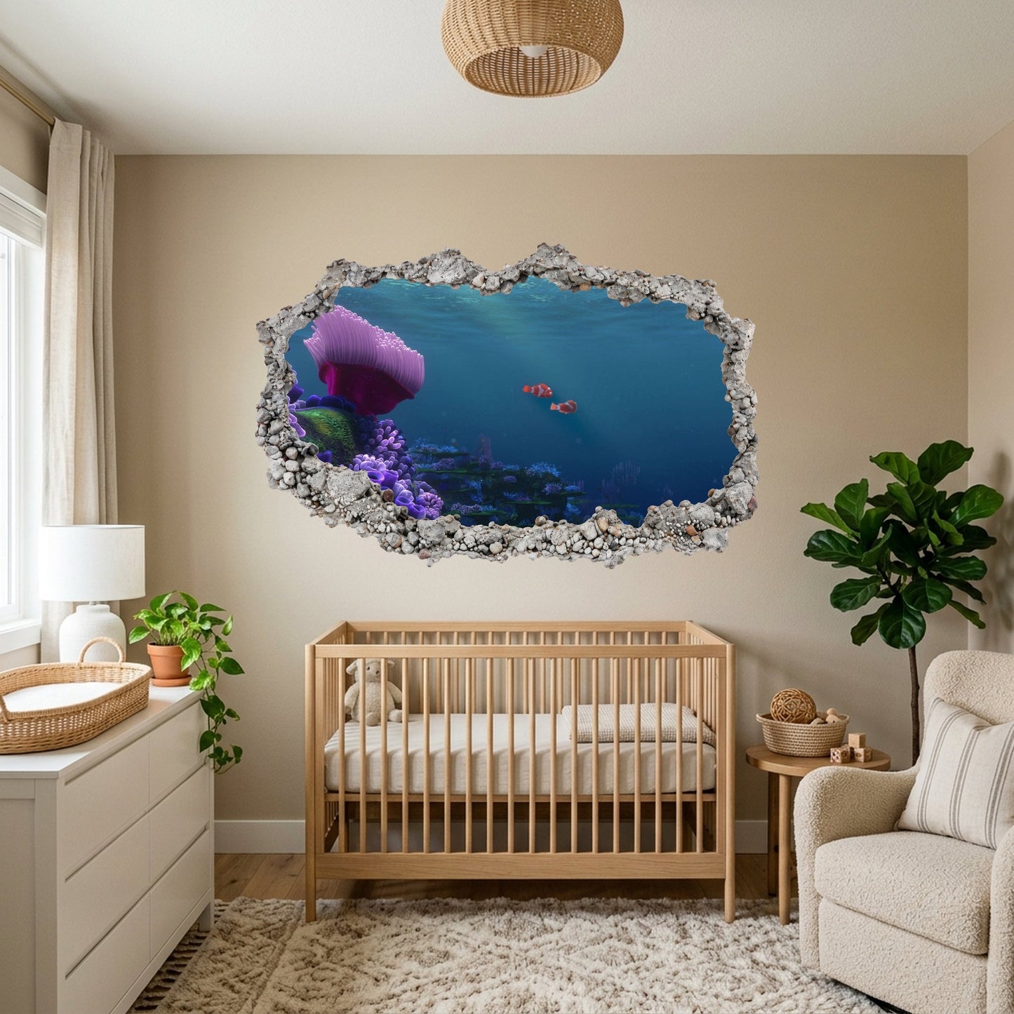 Pixar Finding Nemo Underwater Kids Room Decor 3D Wall Hole Decal 187