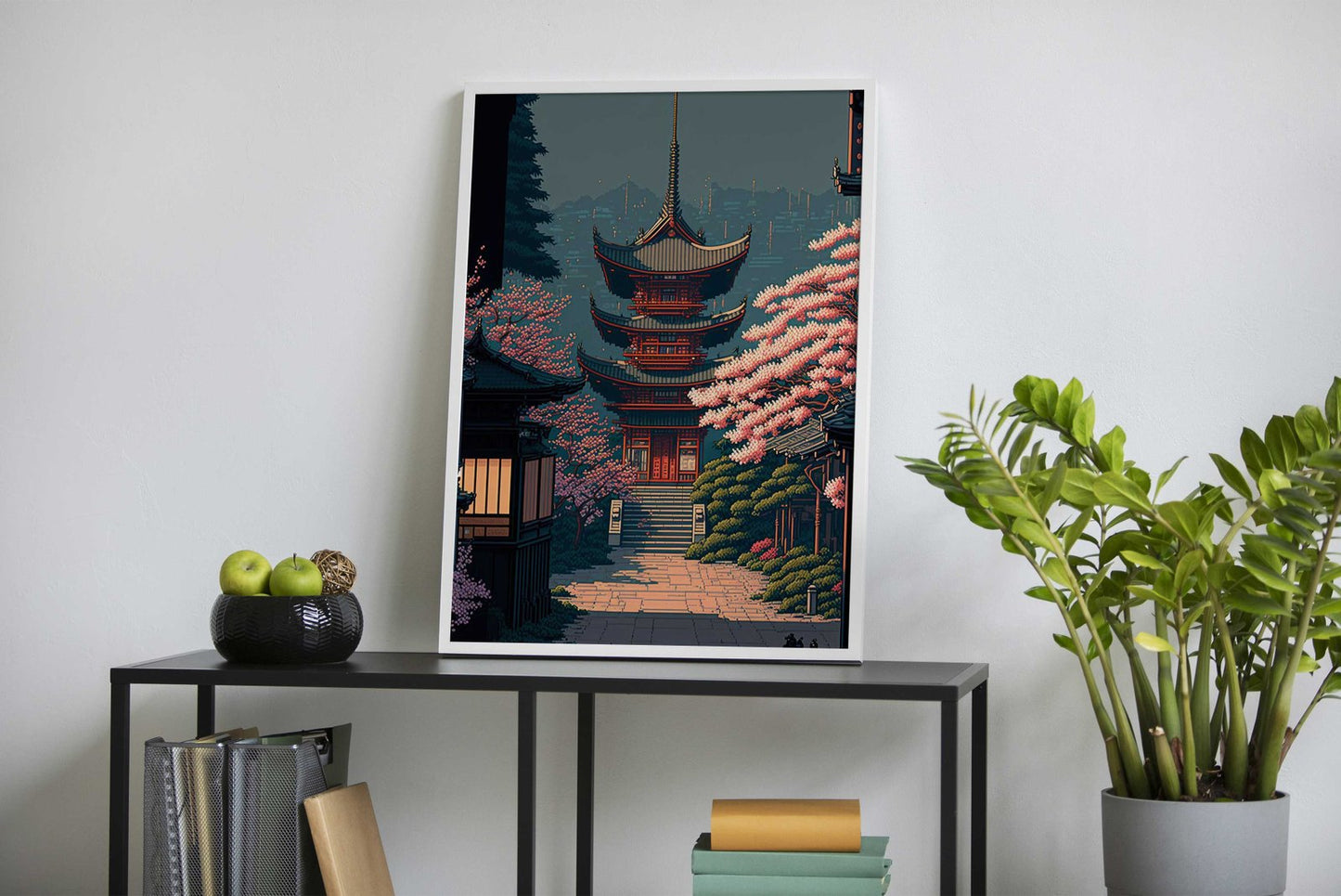 Pixel Art Japanese Shrine Asian Style Poster |  Wall Art for Home & Office | High-Quality Print