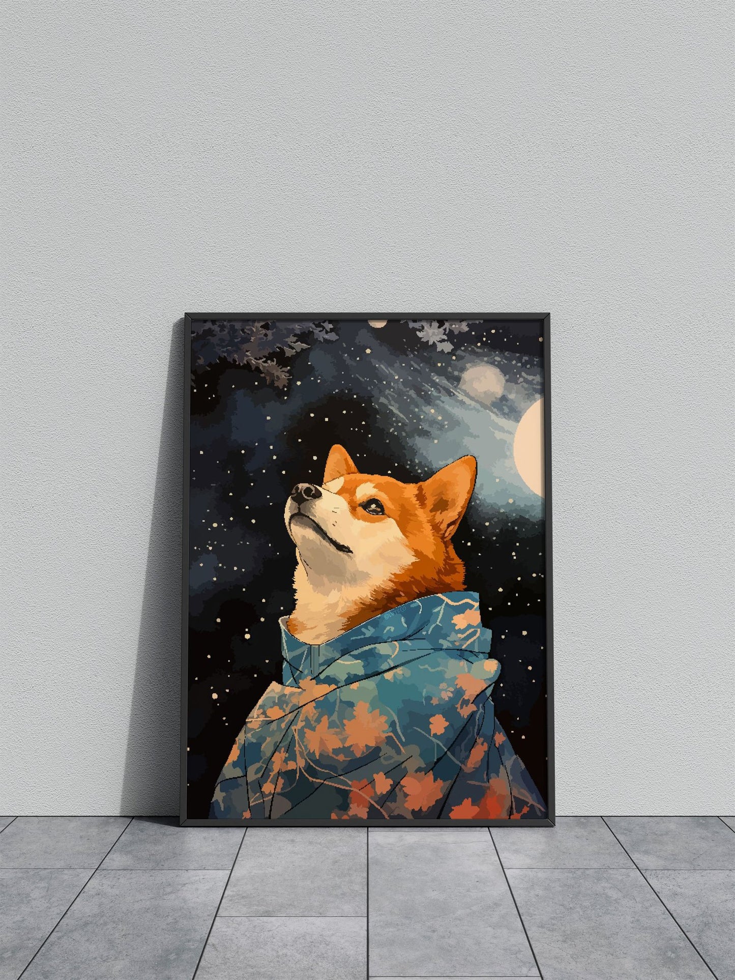 Pixel Art Shiba Inu Sakura Asian Style Poster | Wall Art for Home & Office | High-Quality Print