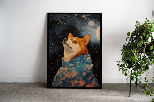Pixel Art Shiba Inu Sakura Asian Style Poster | Wall Art for Home & Office | High-Quality Print