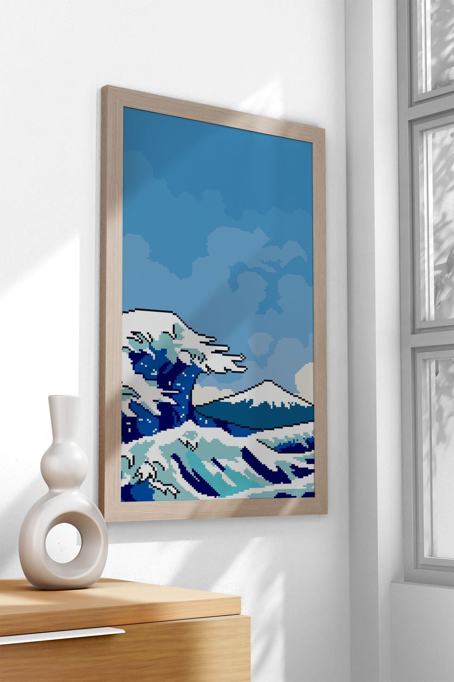 Pixelated Great Wave Kanagawa Asian Style P oster | Wall Art for Home & Office | High-Quality Print