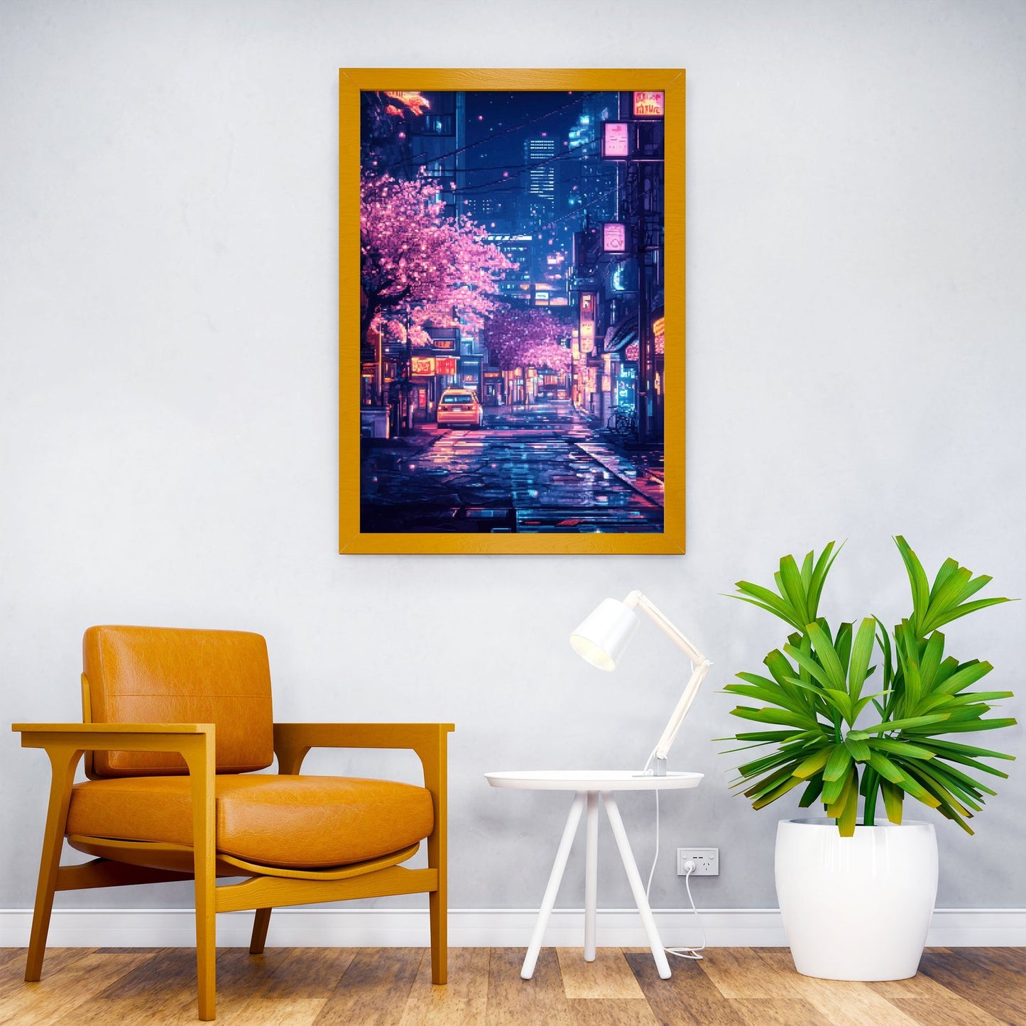 Pixelated Night City Asian Style Poster | Wall A rt for Home & Office | High-Quality Print