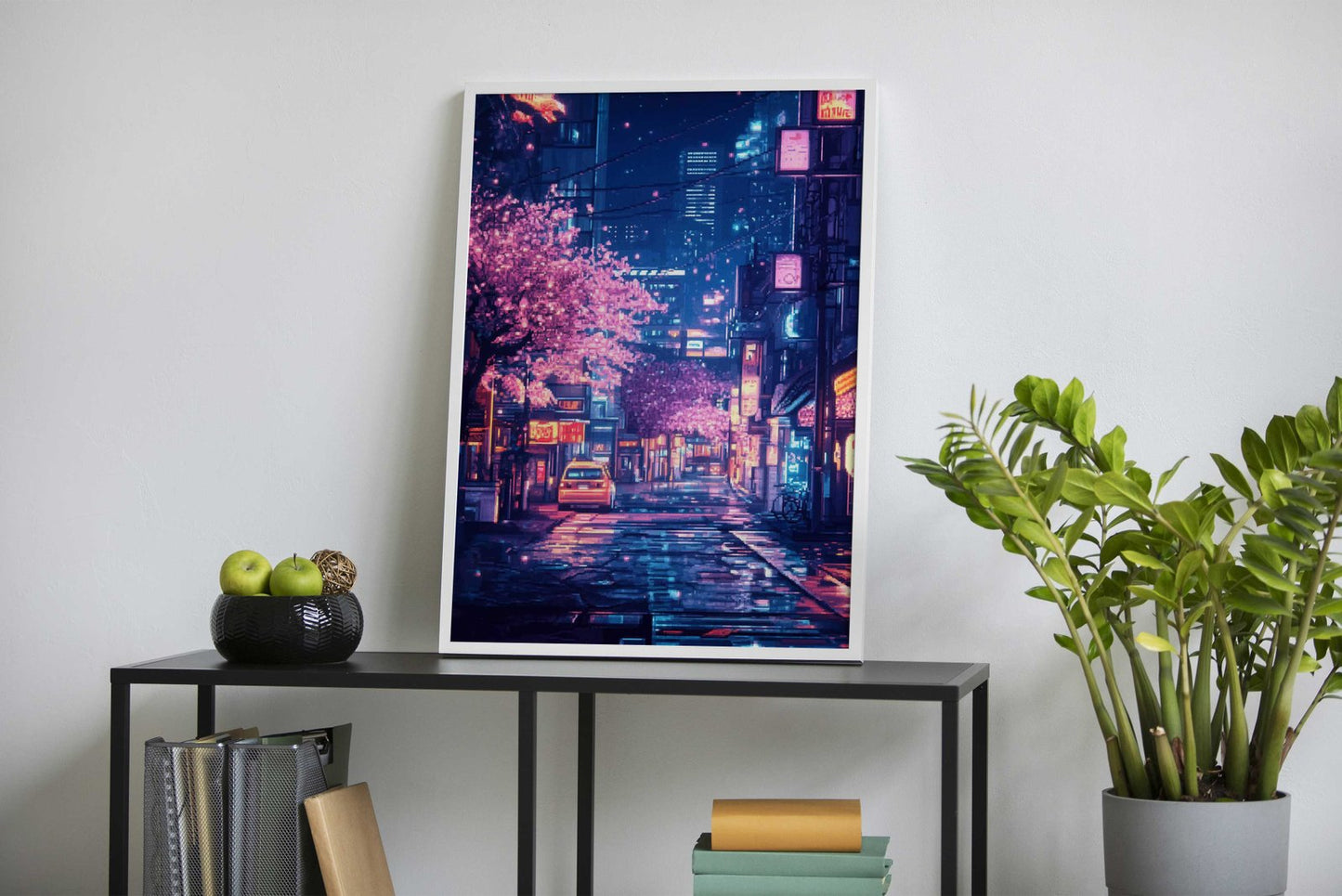 Pixelated Night City Asian Style Poster | Wall A rt for Home & Office | High-Quality Print