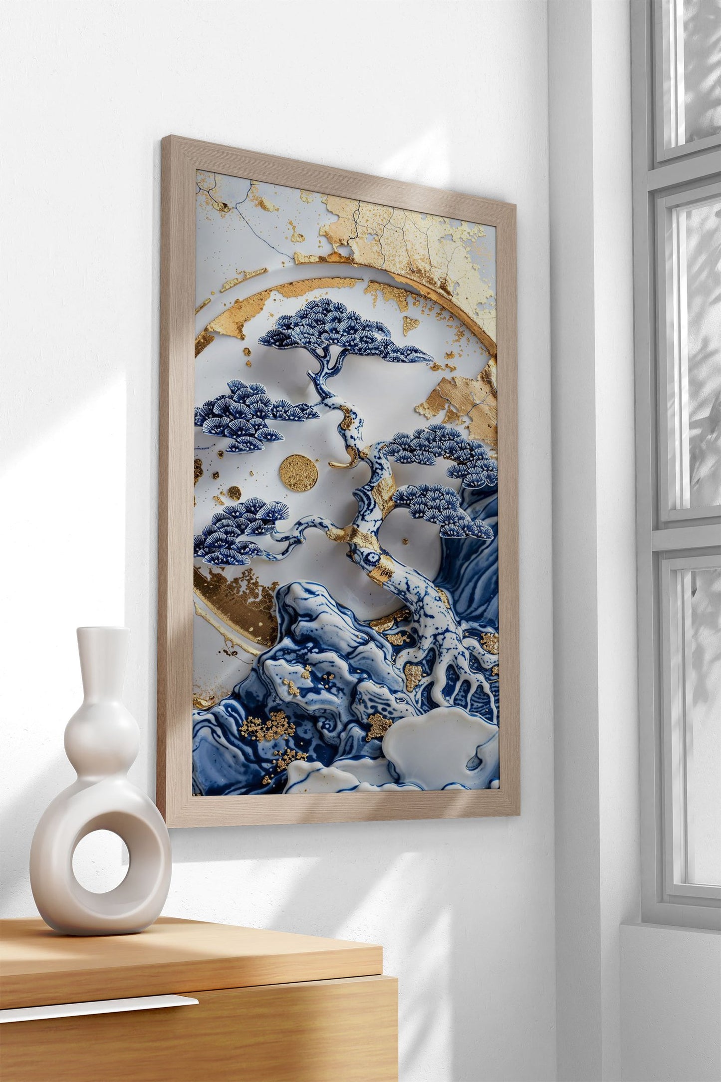 Porcelain Bonsai Tree Art Asian Style Poster |  Wall Art for Home & Office | High-Quality Print