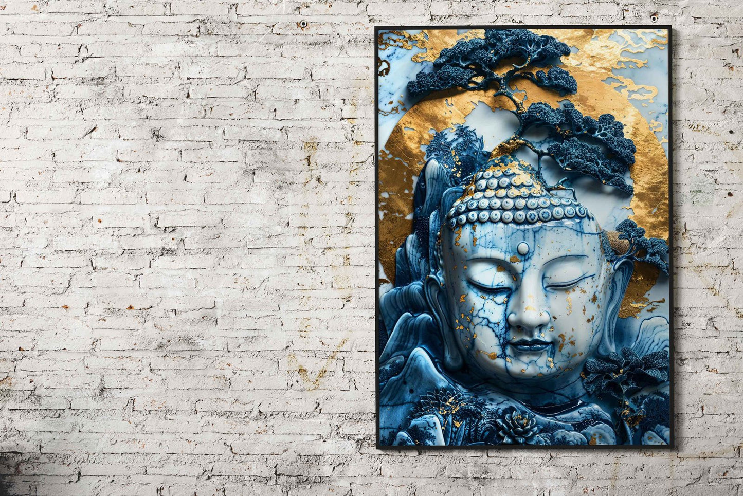 Porcelain Buddha Reclaimed Asian Style Poste r | Wall Art for Home & Office | High-Quality Print