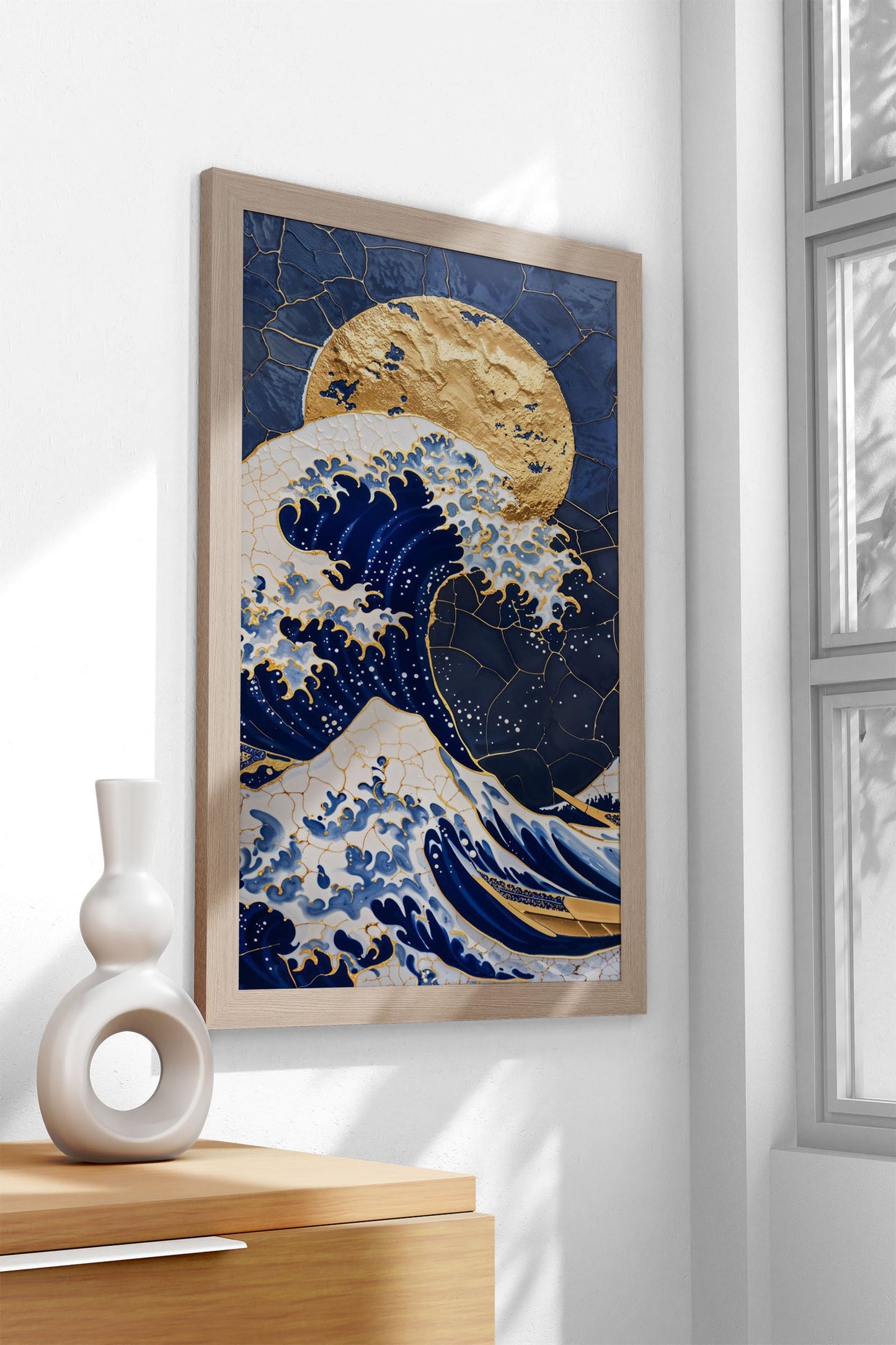Porcelain Great Wave Kintsugi Art Asian Style  Poster | Wall Art for Home & Office | High-Quality Print