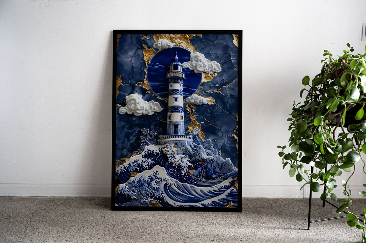 Porcelain Hope at Sea Art Asian Style Poster |  Wall Art for Home & Office | High-Quality Print