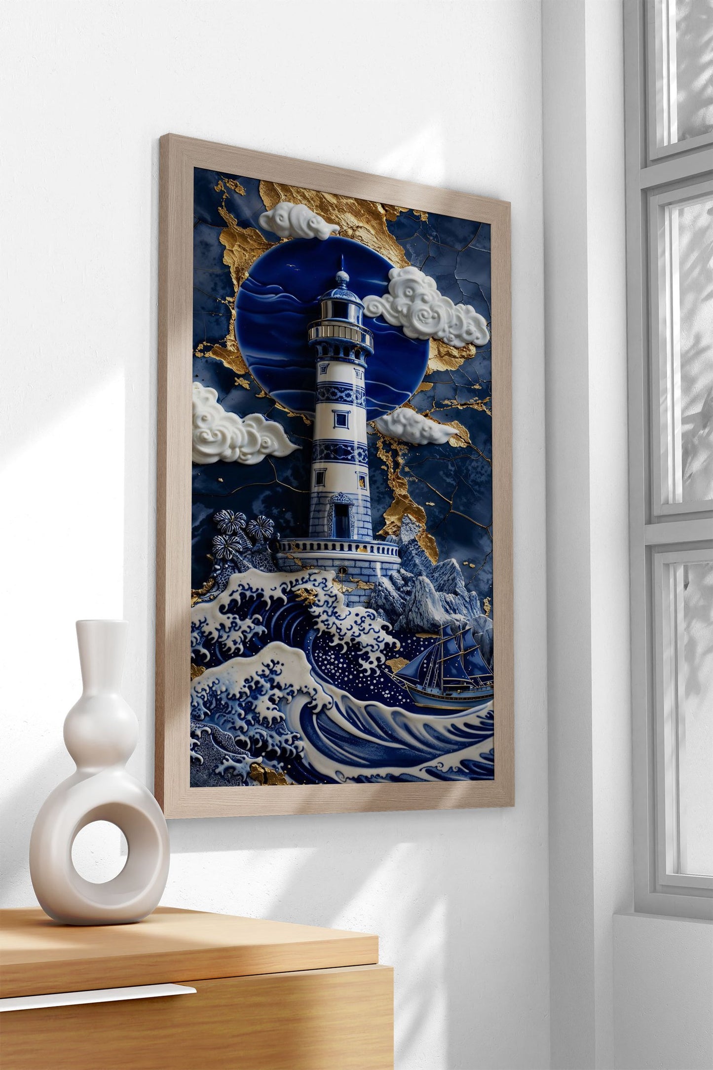 Porcelain Hope at Sea Art Asian Style Poster |  Wall Art for Home & Office | High-Quality Print