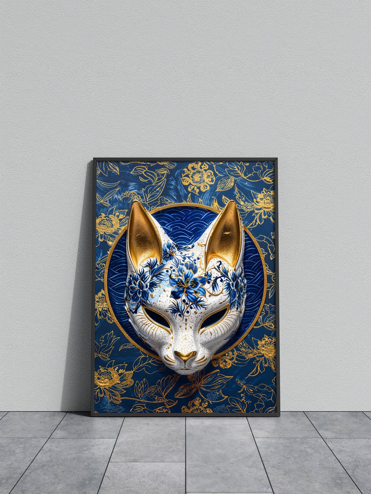Porcelain Kitsune Mask Asian Style Poster | W all Art for Home & Office | High-Quality Print