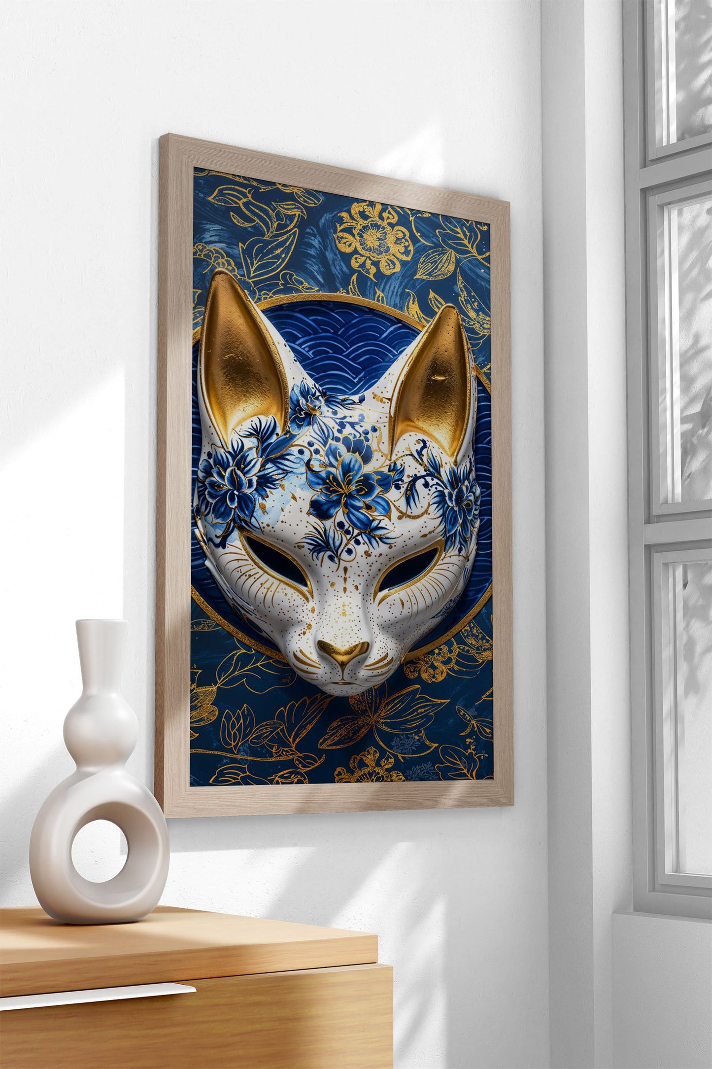 Porcelain Kitsune Mask Asian Style Poster | W all Art for Home & Office | High-Quality Print