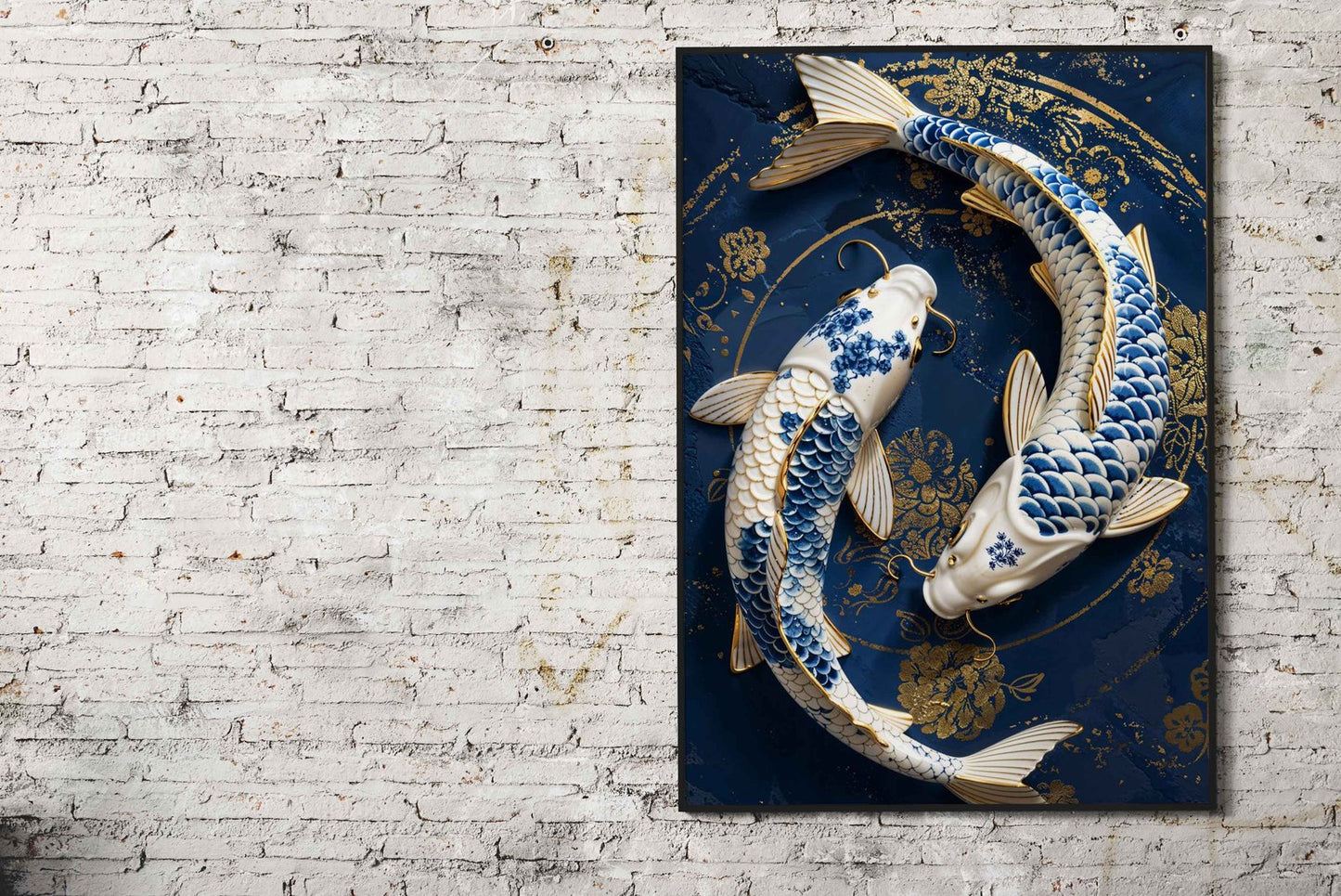 Porcelain Koi Harmony Asian Style Poster | Wa ll Art for Home & Office | High-Quality Print