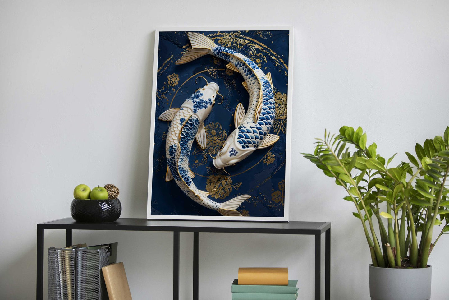 Porcelain Koi Harmony Asian Style Poster | Wa ll Art for Home & Office | High-Quality Print