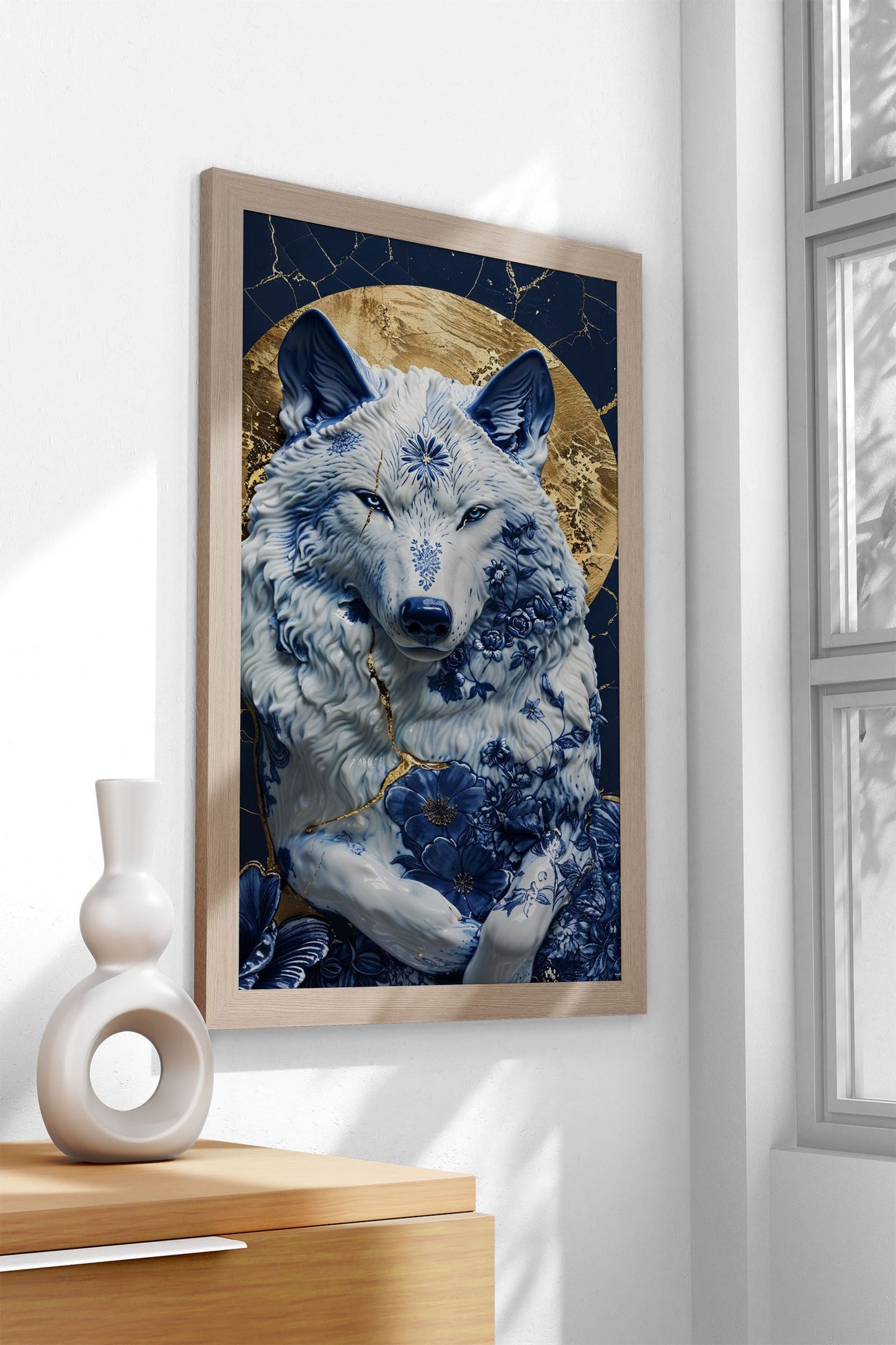 Porcelain Moonlit Majesty Asian Style Poster |  Wall Art for Home & Office | High-Quality Print - High-Quality Premium Wall Art Decor Sticker